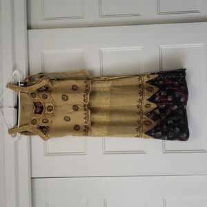 Elegant Tan and Black Hand Embroidered 2 PC Set